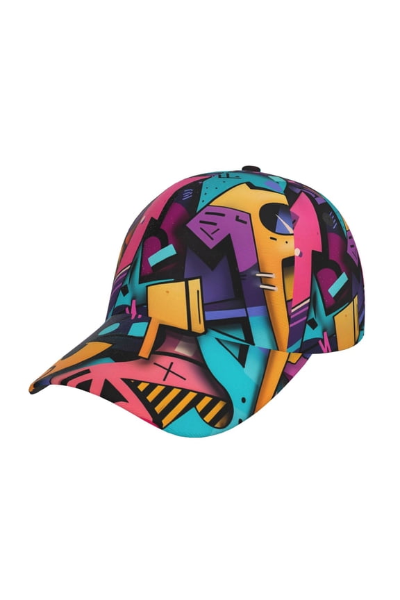 Unisex Vibrant Graffiti Urban Art Pattern Baseball Cap Unisex Washed Classic Adjustable Hat