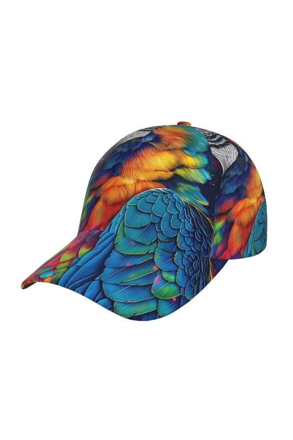Unisex Vibrant Rainbow Parrot Fantasy Pattern Baseball Cap Unisex Washed Classic Adjustable Hat