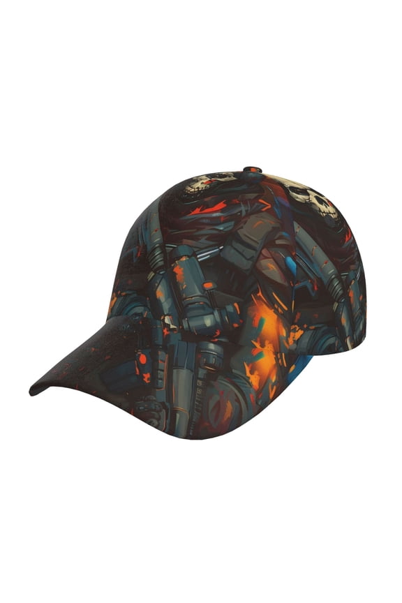Unisex Vibrant Skull Soldier Pattern Baseball Cap Unisex Washed Classic Adjustable Hat