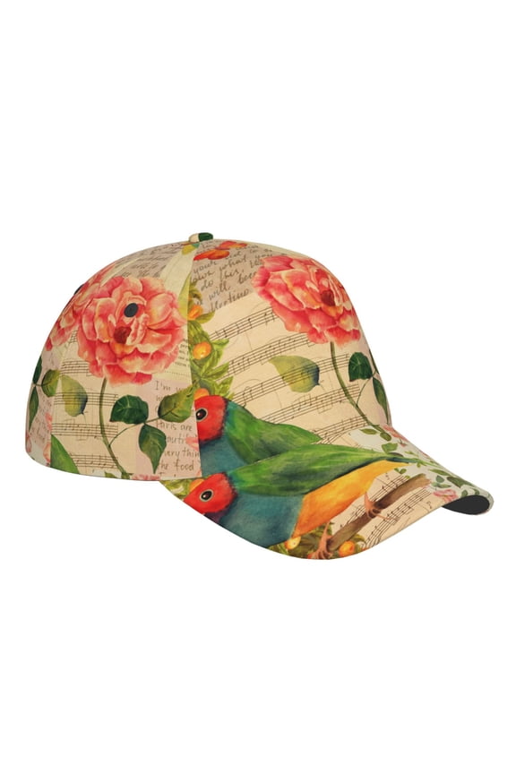 Unisex Vintage Bird Pattern Baseball Cap Unisex Washed Classic Adjustable Hat