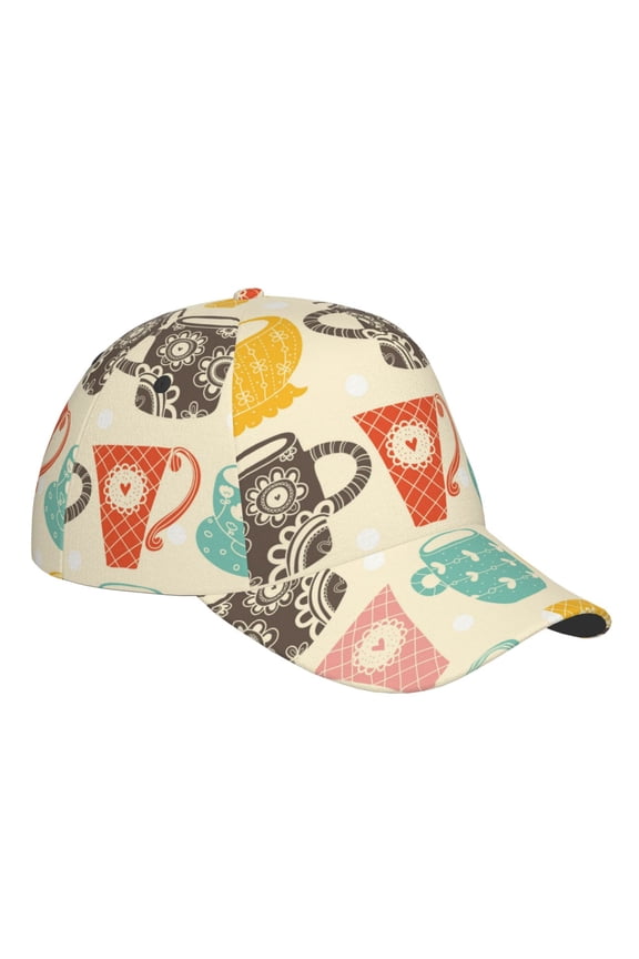 Unisex Vintage Cup Pattern Baseball Cap Unisex Washed Classic Adjustable Hat