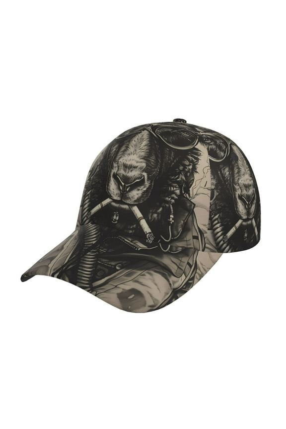 Unisex Vintage Ram Pilot Pattern Baseball Cap Unisex Washed Classic Adjustable Hat