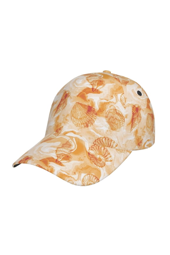 Unisex Watercolor Sea Shells Pattern Baseball Cap Unisex Washed Classic Adjustable Hat