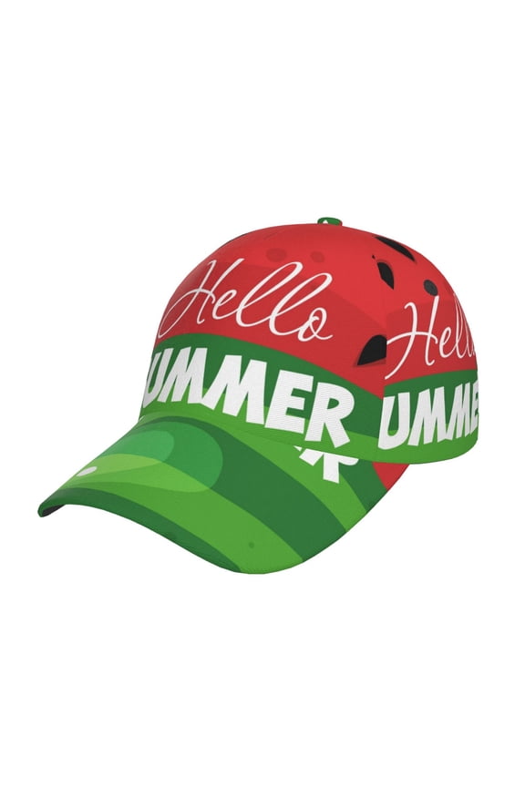 Unisex Watermelon Hello Summer Pattern Baseball Cap Unisex Washed Classic Adjustable Hat