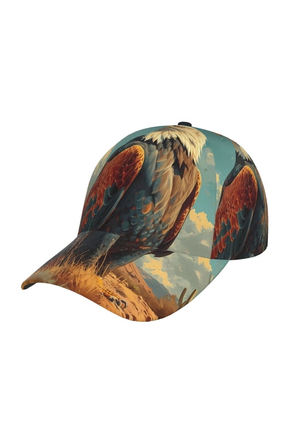 Unisex Western Desert Cactus Bald Eagle Pattern Baseball Cap Unisex Washed Classic Adjustable Hat