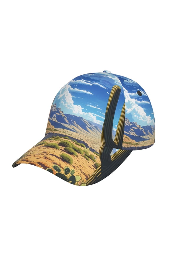 Unisex Western Desert Cactus Pattern Baseball Cap Unisex Washed Classic Adjustable Hat
