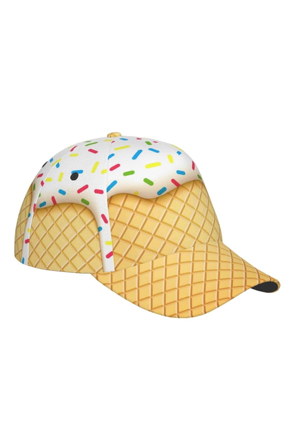 Unisex White Ice Cream Pattern Baseball Cap Unisex Washed Classic Adjustable Hat
