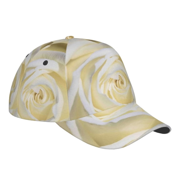 Kdxio Unisex White Rose Pattern Baseball Cap Unisex Washed Classic Adjustable Hat