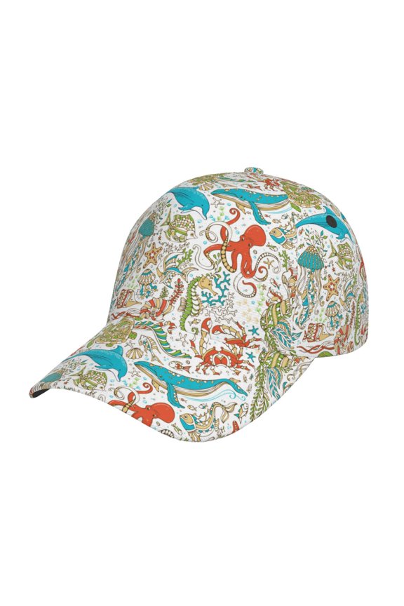 Unisex Wild Sea Life Pattern Baseball Cap Unisex Washed Classic Adjustable Hat