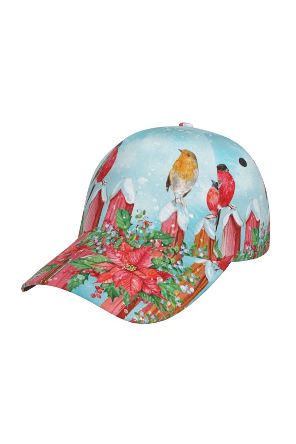 Unisex Winter Birds on the Fence Pattern Baseball Cap Unisex Washed Classic Adjustable Hat