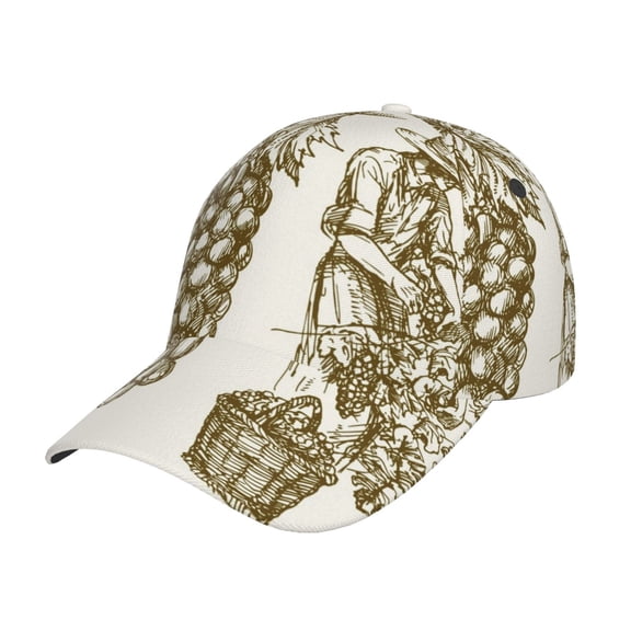 Kdxio Unisex Workers Cutting Grapes From Vineyard Pattern Baseball Cap Unisex Washed Classic Adjustable Hat