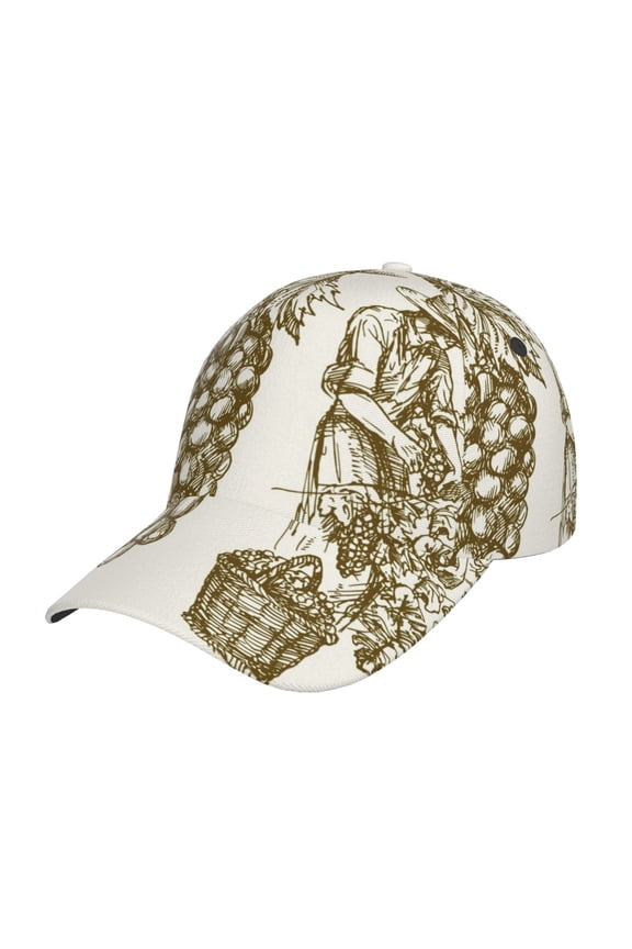 Unisex Workers Cutting Grapes From Vineyard Pattern Baseball Cap Unisex Washed Classic Adjustable Hat