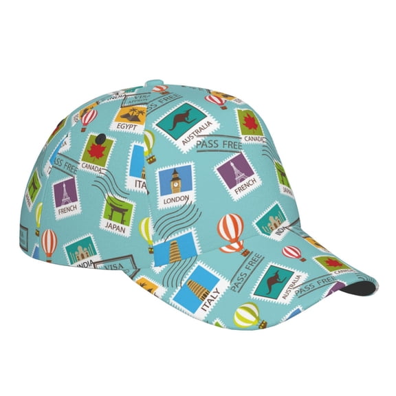 Kdxio Unisex World Travel1 Pattern Baseball Cap Unisex Washed Classic Adjustable Hat