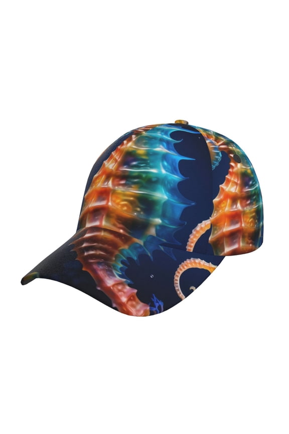 Unisex Yellow Fish Seahorse Pattern Baseball Cap Unisex Washed Classic Adjustable Hat