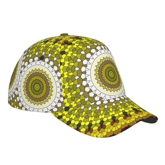 Kdxio Unisex Yellow Mandala Pattern Baseball Cap Unisex Washed Classic Adjustable Hat