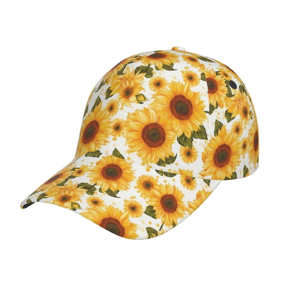 Kdxio Unisex Yellow Polka Dot Sunflower Pattern Baseball Cap Unisex Washed Classic Adjustable Hat