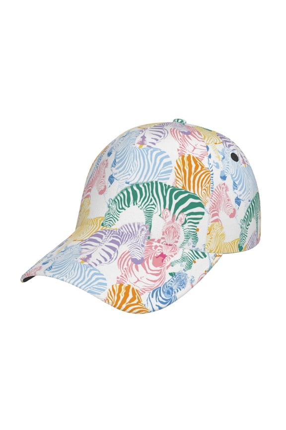 Unisex Zebra Colourful Pattern Baseball Cap Unisex Washed Classic Adjustable Hat