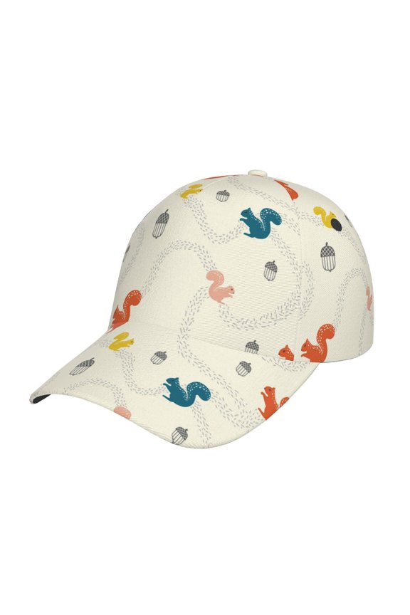 Unisex colorful Squirrel Nuts Pattern Baseball Cap Unisex Washed Classic Adjustable Hat