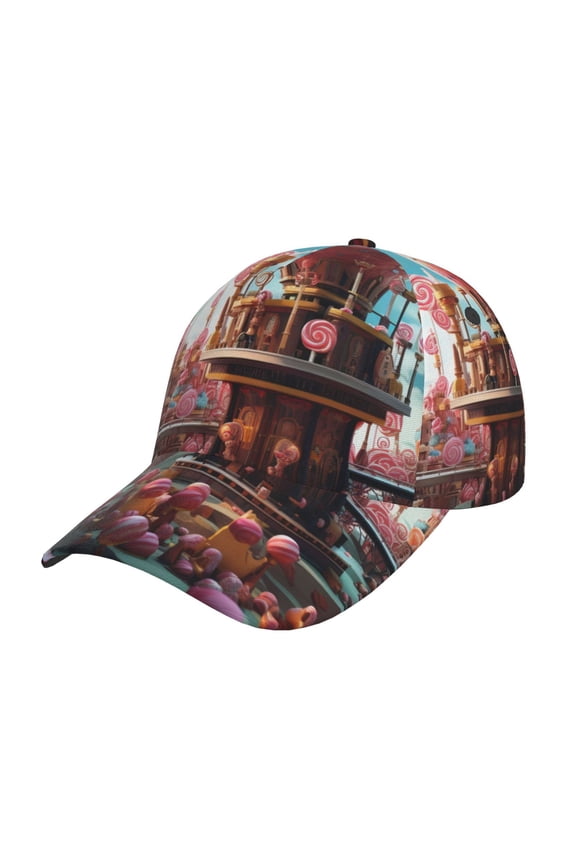 Unisex fairy-tale-world-with-delicious-candy Pattern Baseball Cap Unisex Washed Classic Adjustable Hat