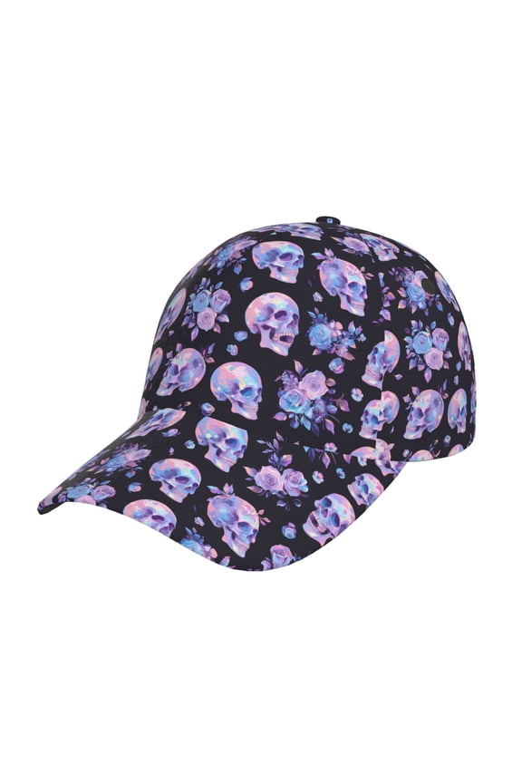Unisex flower Skull rose Pattern Baseball Cap Unisex Washed Classic Adjustable Hat