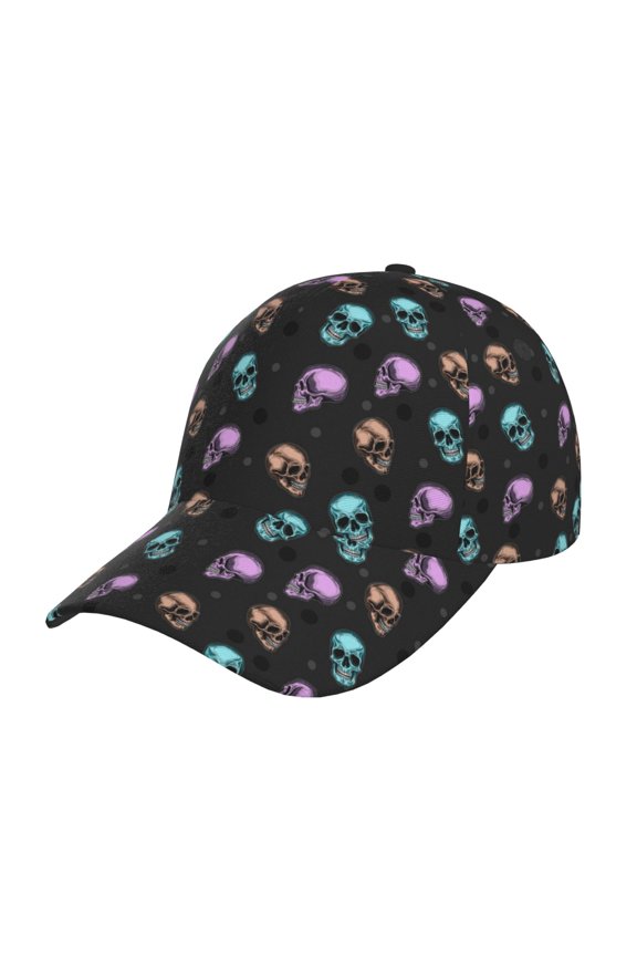 Unisex purple cyan brown Skull Pattern Baseball Cap Unisex Washed Classic Adjustable Hat