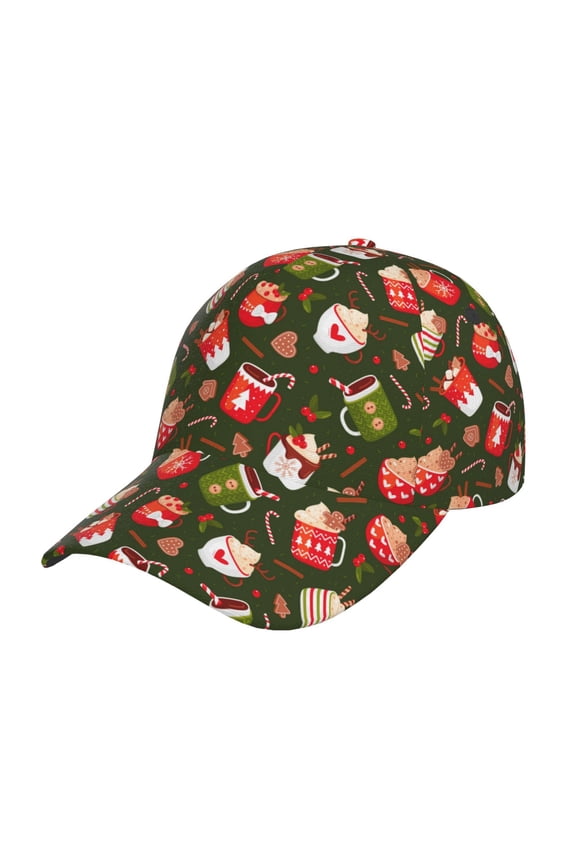 Unisex red green coffee cup Pattern Baseball Cap Unisex Washed Classic Adjustable Hat