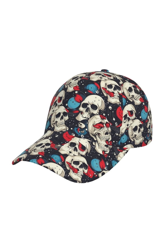 Unisex rock record Skull artist Pattern Baseball Cap Unisex Washed Classic Adjustable Hat
