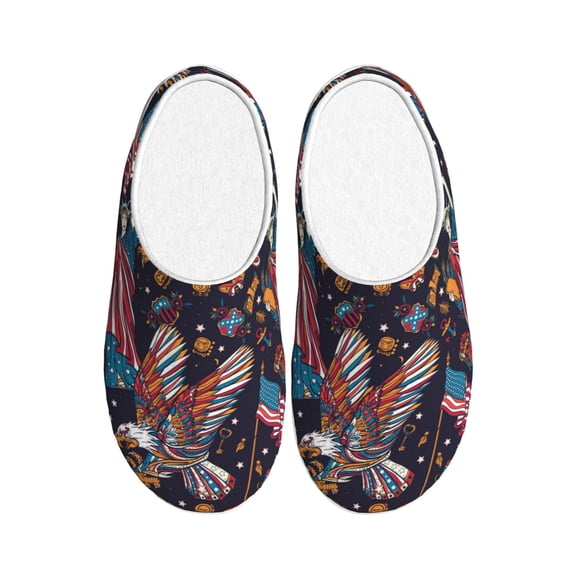 Kdxio United States Of America Women's Men's Slippers Plush Slip-On House Slipper for Winter Indoor Soft Cushion Non-slip Fluffy Slides Slippers-46/47