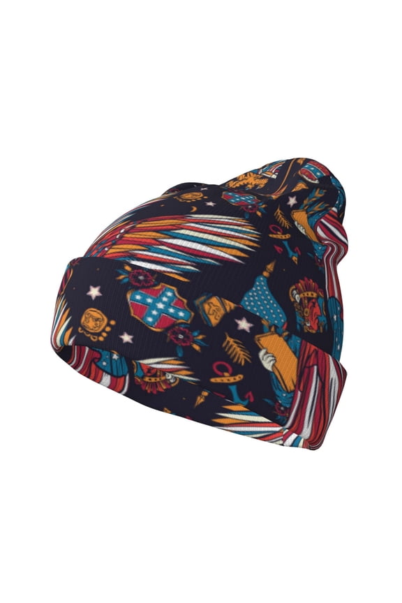 United States Of America Winter Beanie for Men Women Beanie Knit Hat Cuffed Cap Beanie Knit Chunky Snow Cap