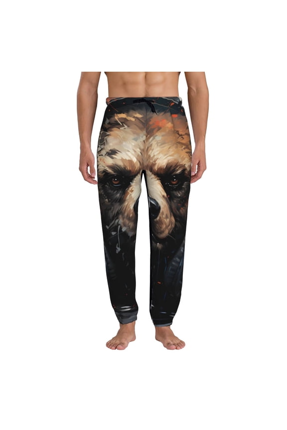 Urban Bear With Headphones Pattern Joggers,Sweatpants for Men with Pockets-Medium