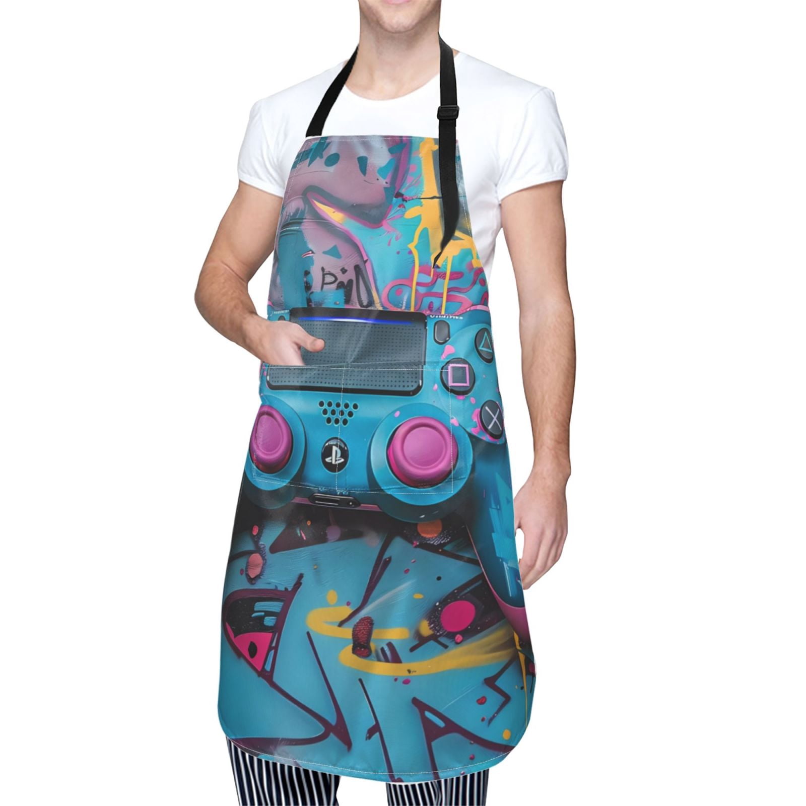 Kdxio Urban Graffiti Gaming Style Apron with Pockets Adjustable Kitchen ...
