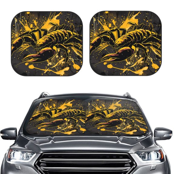 Kdxio Urban Graffiti Scorpion Illustration Print 2-Piece Sun Shade Front Windshield - Foldable Car Front Window Sunshades for Most Sedans SUV Truck