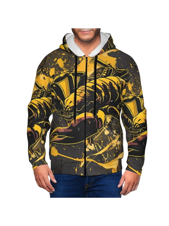 Urban Graffiti Scorpion Illustration Print Men Hoodies Casual Hoodies for Men with Zip Pockets Full Zip Long Sleeve Sweatshirt Sports Hooded Jacket-XX-Large