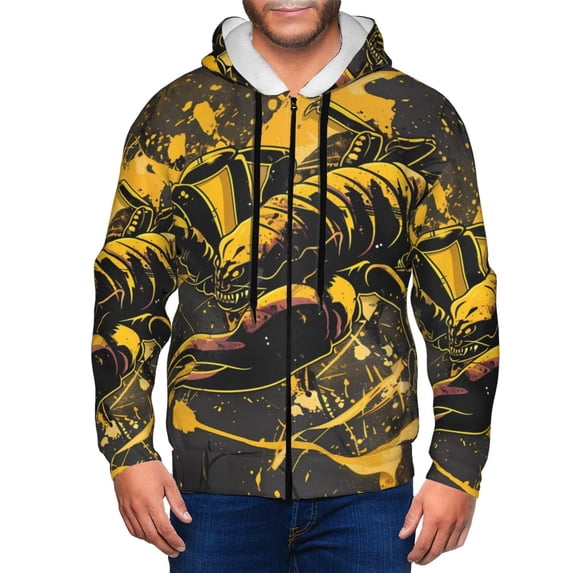 Kdxio Urban Graffiti Scorpion Illustration Print Men Hoodies Casual Hoodies for Men with Zip Pockets Full Zip Long Sleeve Sweatshirt Sports Hooded Jacket-Small