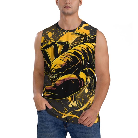 Kdxio Urban Graffiti Scorpion Illustration for Men's Muscle T-shirt,Sleeveless for Workout Running Athletic Gym Lounge Casual