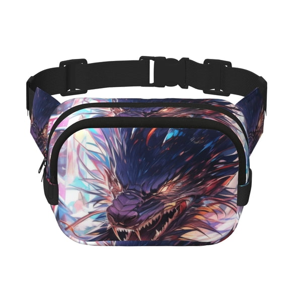 Kdxio Urban Style Colorful Dragon Crossbody Double Layer Waist Bag Belt Bag for Unisex Fanny Pack Fashion Waist Packs for Hiking Running Shopping Traveling