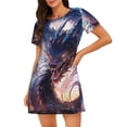 thumbnail image 1 of Kdxio Urban Style Colorful Dragon Pattern Womens Short Sleeve Sleepshirt Scoopneck Cute Nightdress Ruffle Comfy Nightgown, 1 of 6