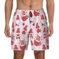 thumbnail image 1 of Kdxio Valentine Gnomes Print Men's Swim Trunks with Compression Liner 7 Inch Inseam Quick Dry Swim Shorts, 1 of 5