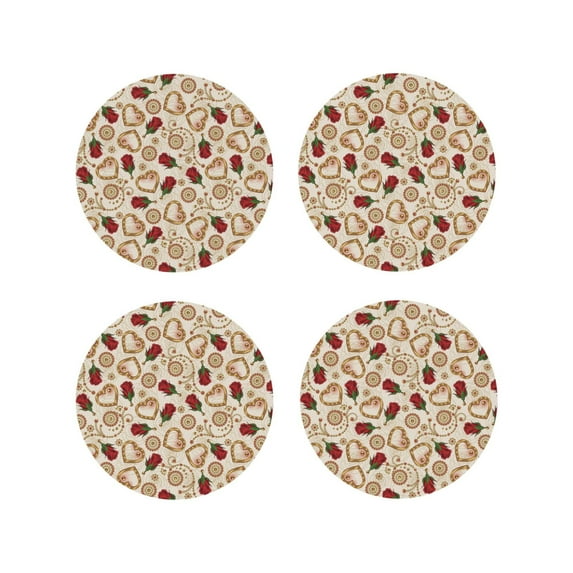 Kdxio Valentine'S Day Rose Funny Coasters,4 Pcs Leather Coasters,Housewarming Gifts,Protect Furniture from Water Marks Scratch and Damage