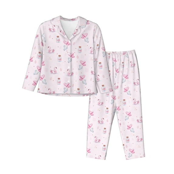Kdxio Valentine's Day Women's Pajama Sets Long Sleeve Button Down Sleepwear Nightwear Soft Pjs Lounge Sets(S-XXL)-Small