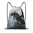 thumbnail image 1 of Kdxio Valley Gray Dragon Print Drawstring Backpack Bag,Waterproof Draw String Back Sack, Gym Drawstring Bags Swim Bag For Unisex, 1 of 5