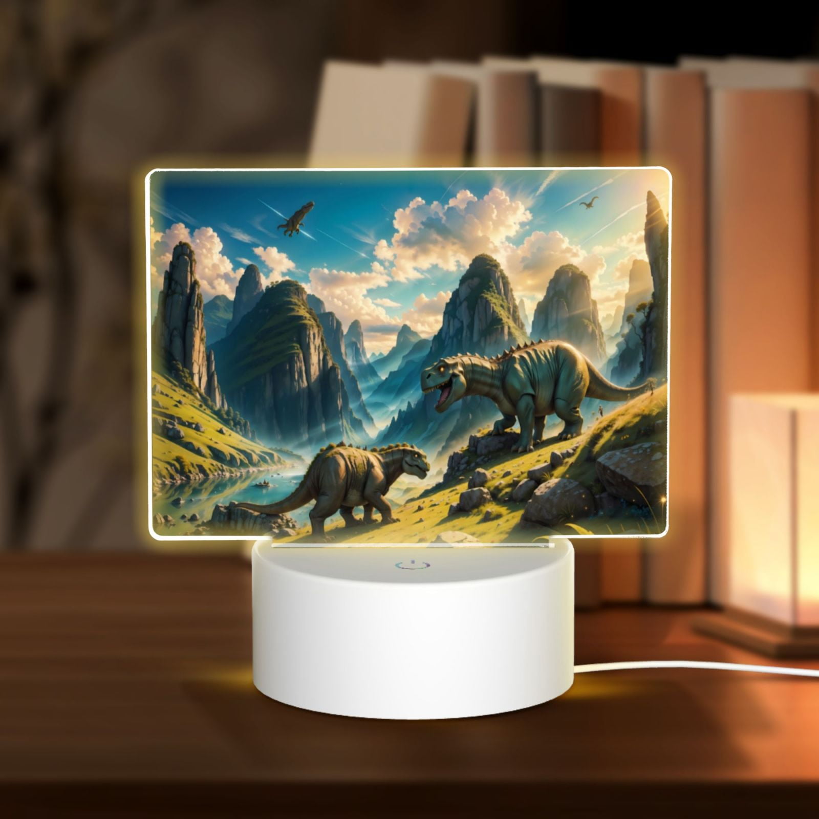 Kdxio Valley River Dinosaur Rectangular Acrylic Night Light Acrylic Sleep Night Light Friend Gifts for Birthday Gifts for Women Teens Boys Girls