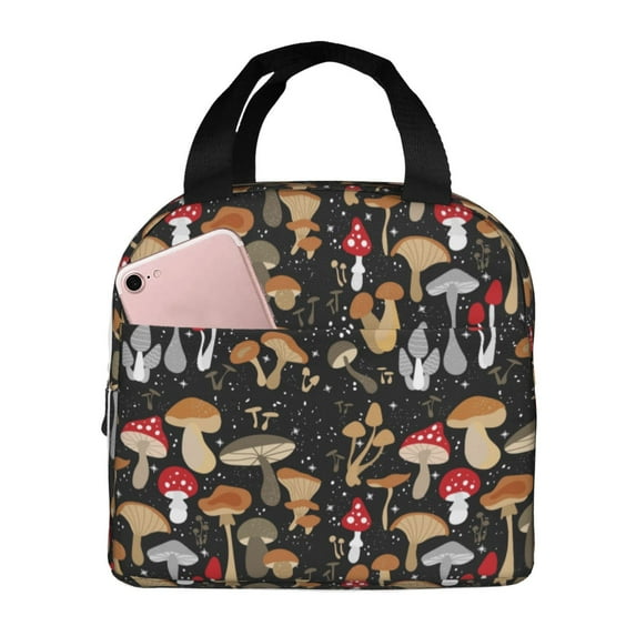 Kdxio Various Mushrooms Print Insulated Lunch Bag,Reusable Tote Lunch Box for Women Men,Leakproof Cooler Lunch Bags for Work Office Travel Picnic