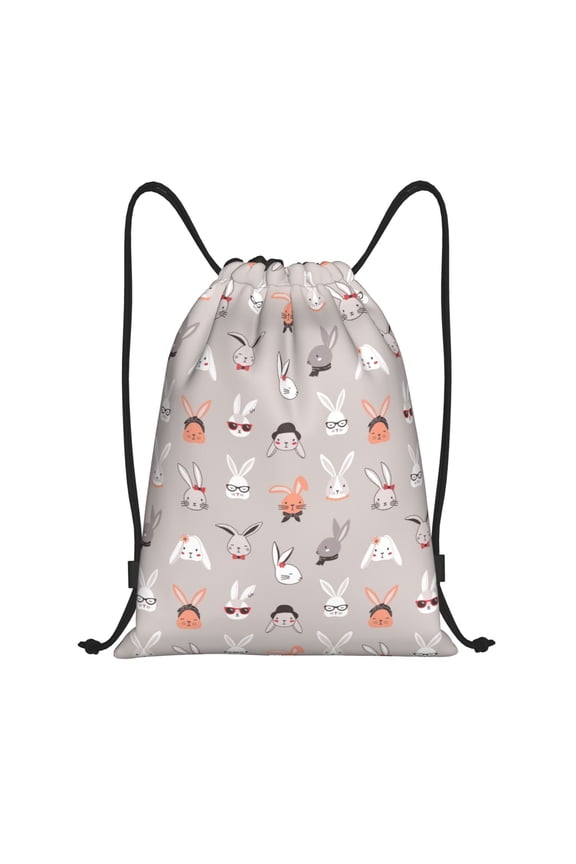 Various Rabbits Print Drawstring Backpack Bag,Waterproof Draw String Back Sack, Gym Drawstring Bags Swim Bag For Unisex