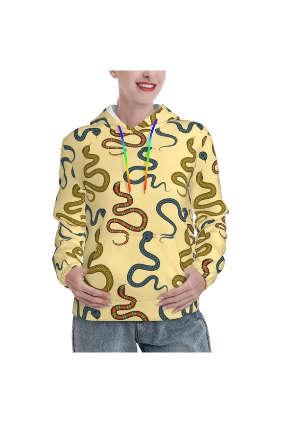 Various Snake Print Womens Oversized Hoodies Sweatshirts Hooded Pullover Tops Sweaters Casual-Large