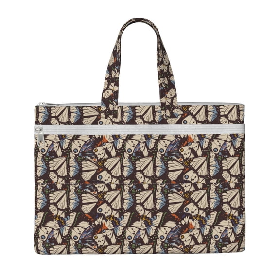 Kdxio Vector Butterflies File Tote Document Bag Business Briefcase Bag Document Organizer Tote Briefcase for Letter A4 Files Business Teacher Office Bag