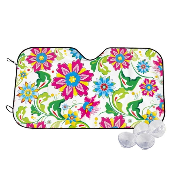 Kdxio Vector Mexican Otomi Style Bright Print Windshield Sun Shade,UV Rays and Sun Heat Protection,Sunshade for Car Windshield,Car Shade Front Windshield - Medium