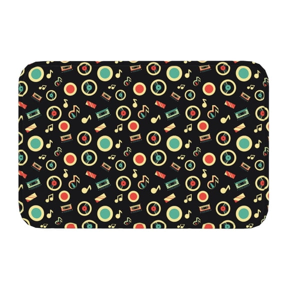 Kdxio Vector Retro Music,16" x 24", Non-Slip Front Door Mats,Outdoor Welcome Mat Washable