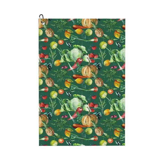 Kdxio Vegan Pattern Golf Towel (24" X 16") with Carabiner Clip - The Convenient Golf Cleaning Towel