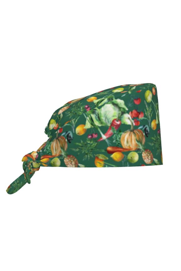 Vegan Pattern Turban Hat for Women Men Comfortable Adjustable Cleaning Working Cap with Sweatband